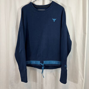 Women's Under Armour Navy Project Rock Sweatshirt L Blue Accents